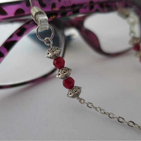 Eyeglass chain, silver chain with red agates. Leash for sunglasses - Picture 5 of 5
